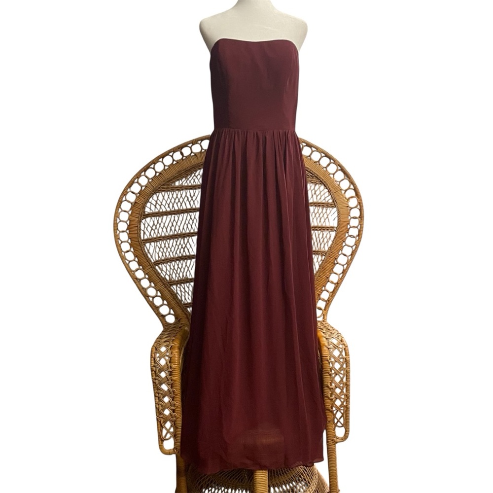 D'ZAGE Bridesmaid Strapless Wine Burgundy Prom Bridal Homecoming Dress Women’s L - Picture 3 of 6